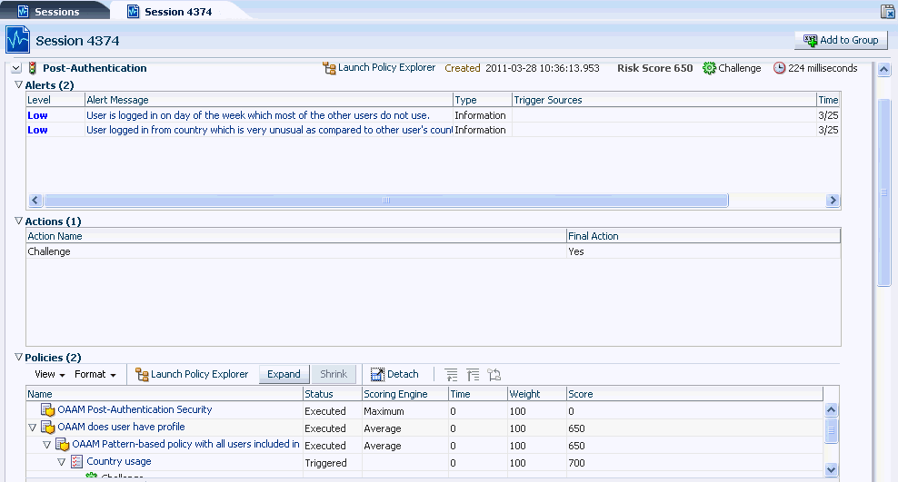 Session Details is shown with checkpoint expanded.