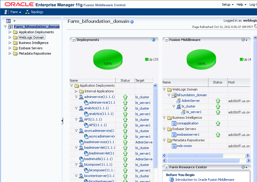 Fusion Middleware Control bifoundation_domain page Fusion Middleware Control bifoundation_domain page