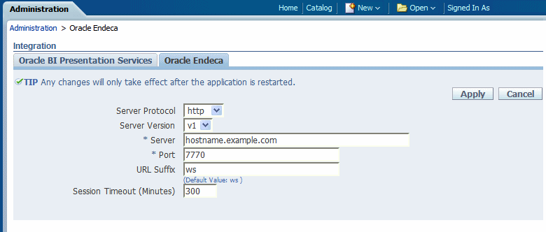 Example Oracle Endeca Integration page