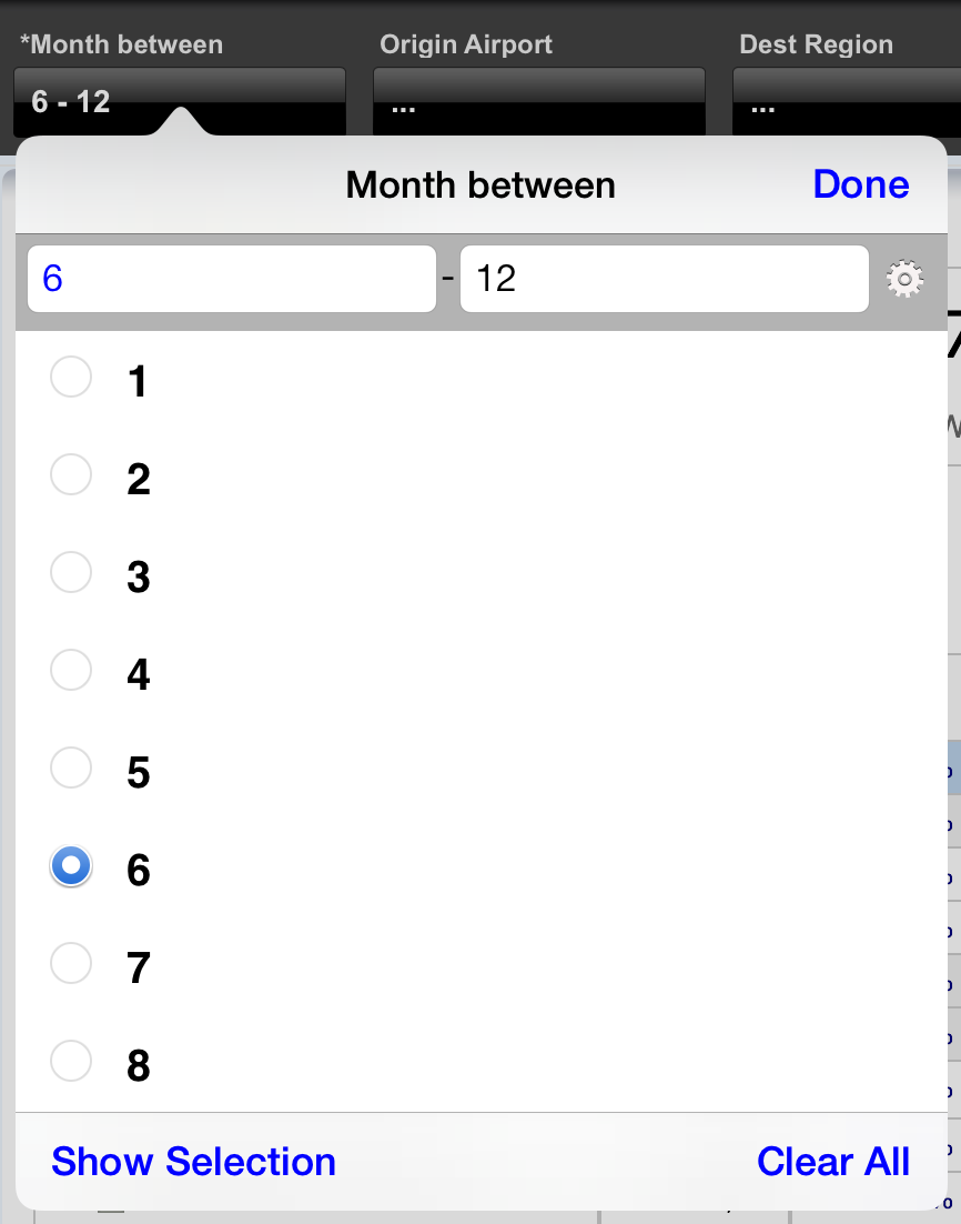 List prompt with Between operator
