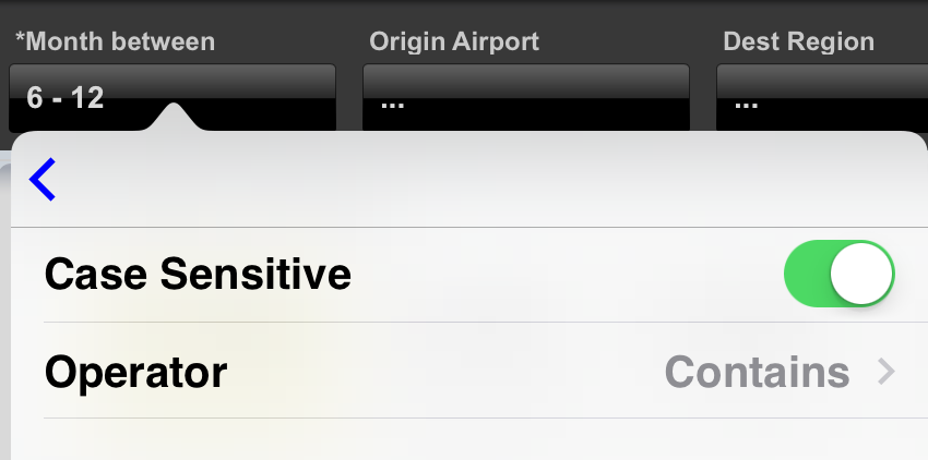 Search Options dialog for a prompt