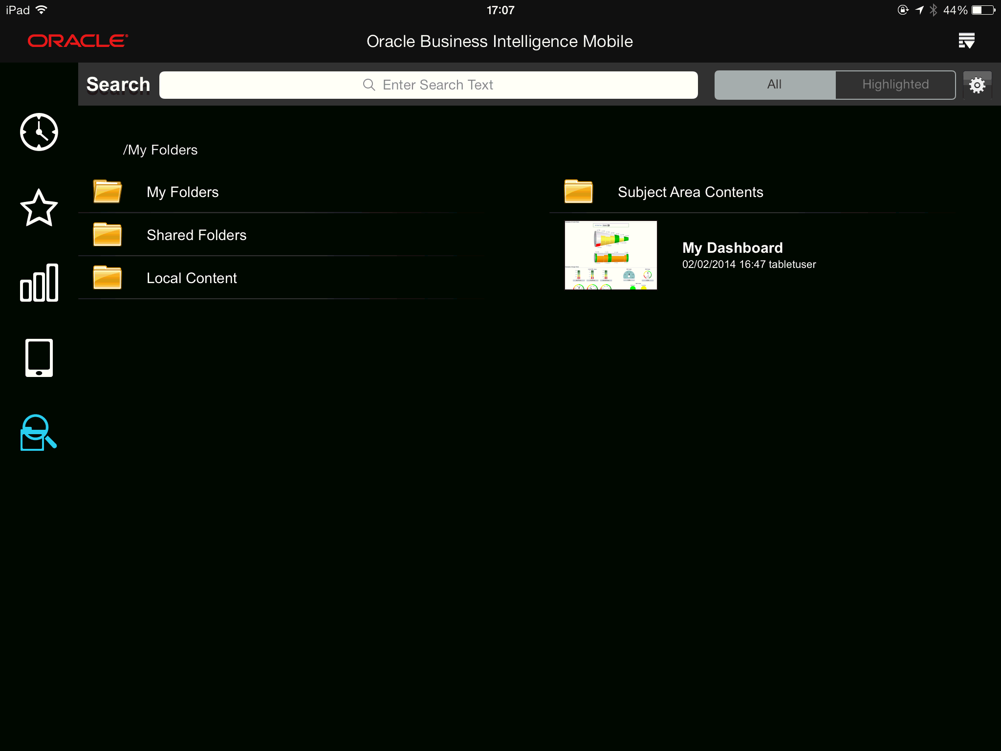 Navigating the catalog from the Search screen