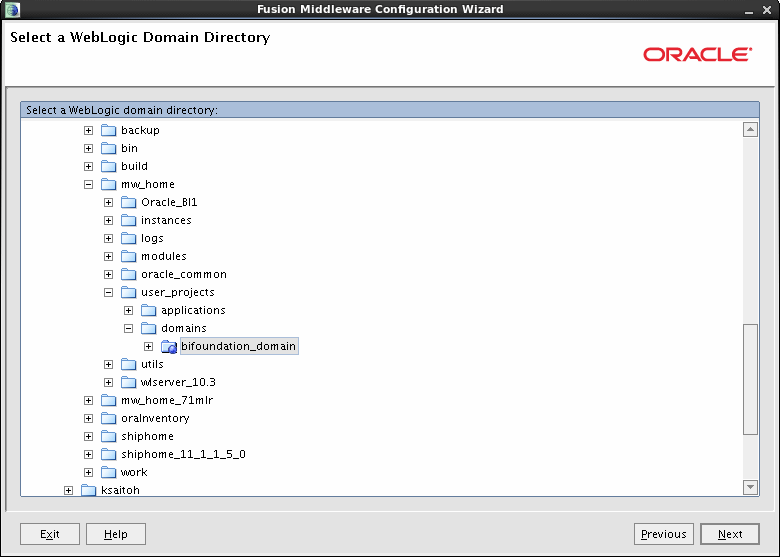 Select a WebLogic Domain Directory Select a WebLogic Domain Directory