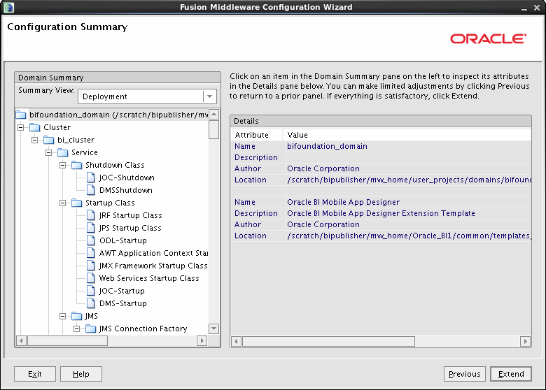 Configuration summary Configuration summary