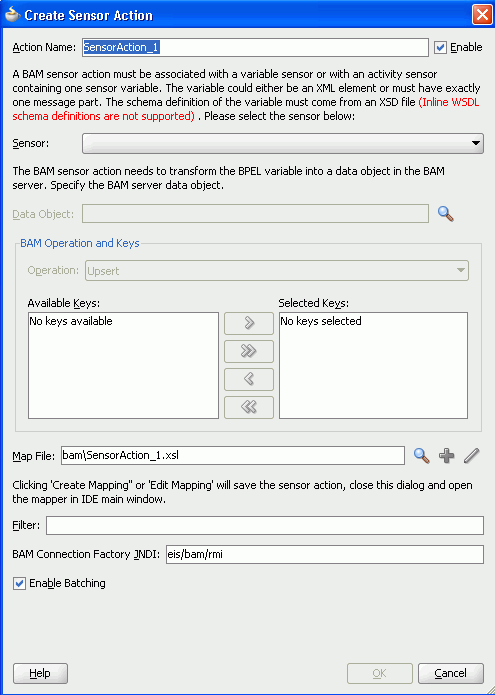 create sensor action dialog create sensor action dialog