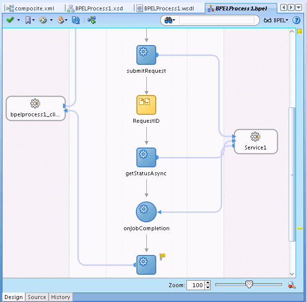 Adding the onJobCompletion Receive activity Adding the onJobCompletion Receive activity