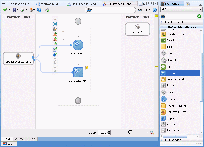 BPEL process before adding an invoke activity BPEL process before adding an invoke activity