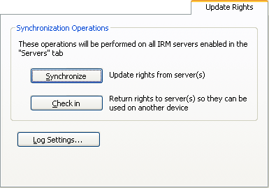 Update Rights tab Update Rights tab
