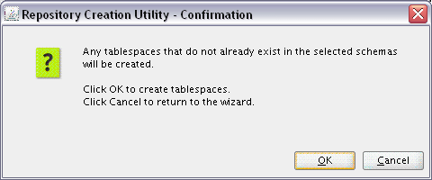 map tablespaces confirmation screen map tablespaces confirmation screen