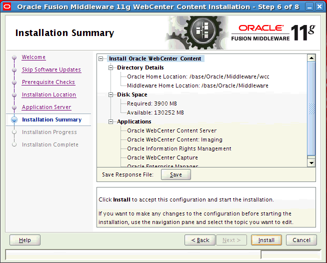 Description of install_summary_wcc.gif follows Description of install_summary_wcc.gif follows