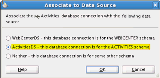 Associate to Data Source Dialog - ActivitiesDS Associate to Data Source Dialog - ActivitiesDS
