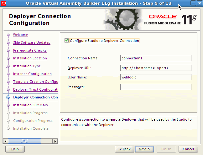 Deployer Identity Options page Deployer Identity Options page