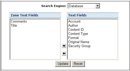 Zone Fields Configuration window Zone Fields Configuration window