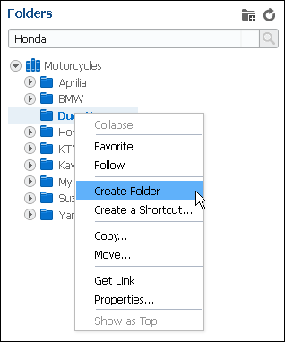 Folder Contextual Menu