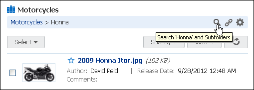 Mode change with Search This Folder icon