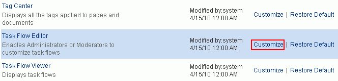 Customize link next to system page Customize link next to system page