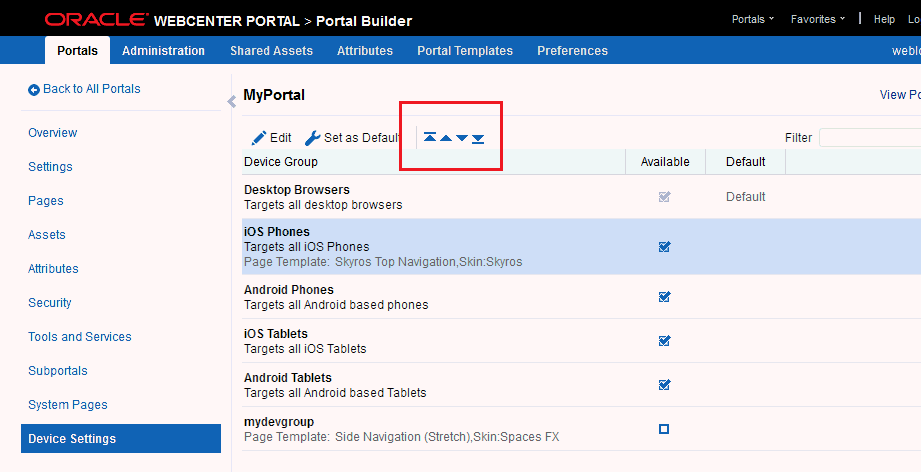 Reordering the device groups