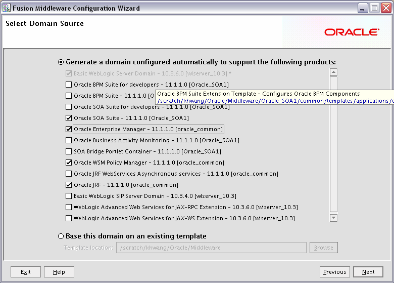 Configuration Wizard screen for Oracle SOA Suite. Configuration Wizard screen for Oracle SOA Suite.