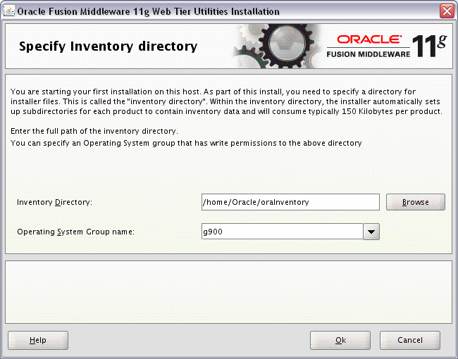 Specify Inventory Directory screen Specify Inventory Directory screen