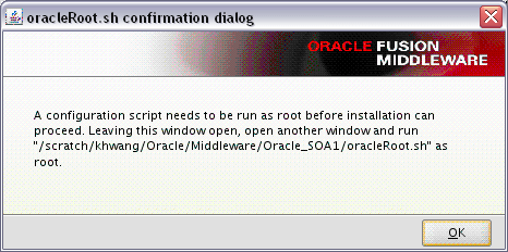 Run oracleRoot.sh Script Dialog Box Run oracleRoot.sh Script Dialog Box