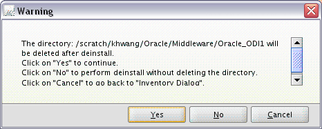Description of deinstall3warn.gif follows Description of deinstall3warn.gif follows