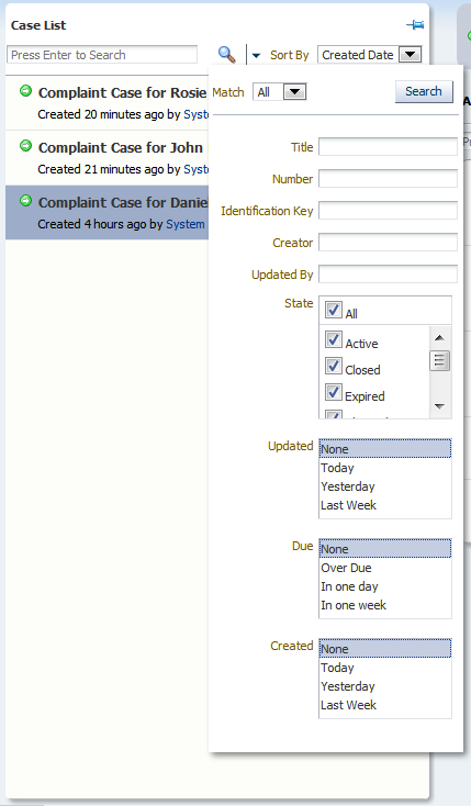 This figure illustrates the Advanced Search page This figure illustrates the Advanced Search page