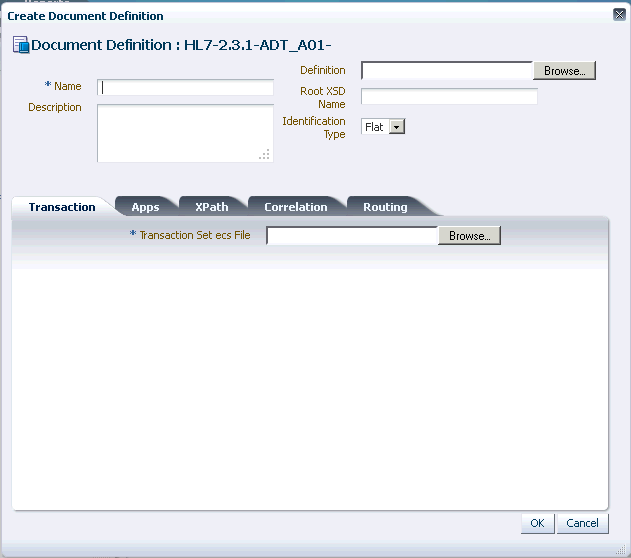 Input the document definition name. Input the document definition name.