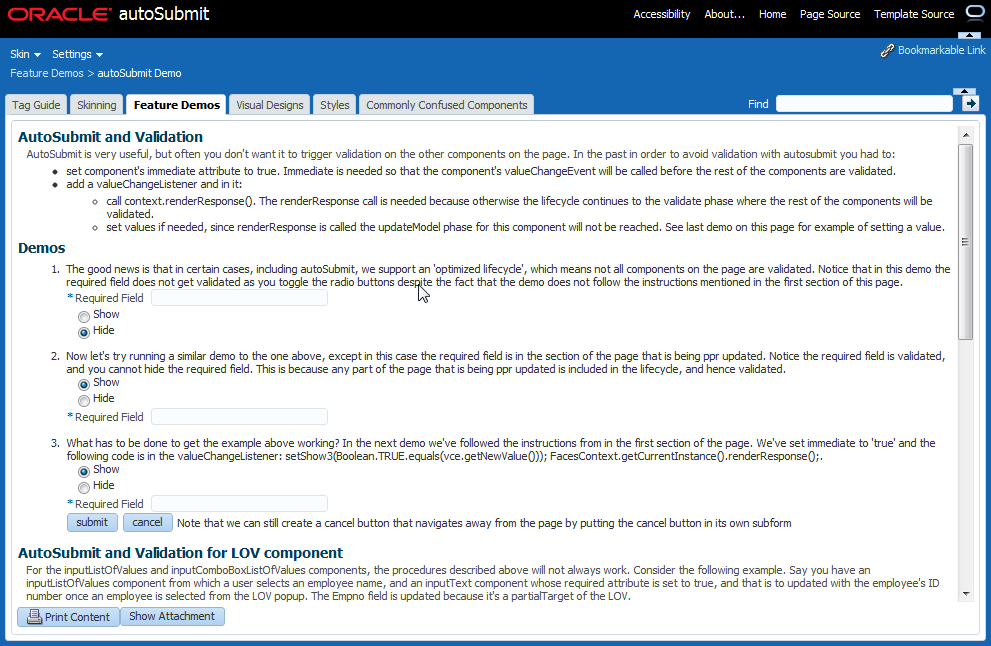 Framework demonstration