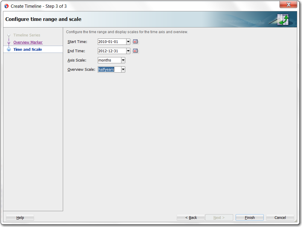 Configure Time Range and Scale Page of Wizard