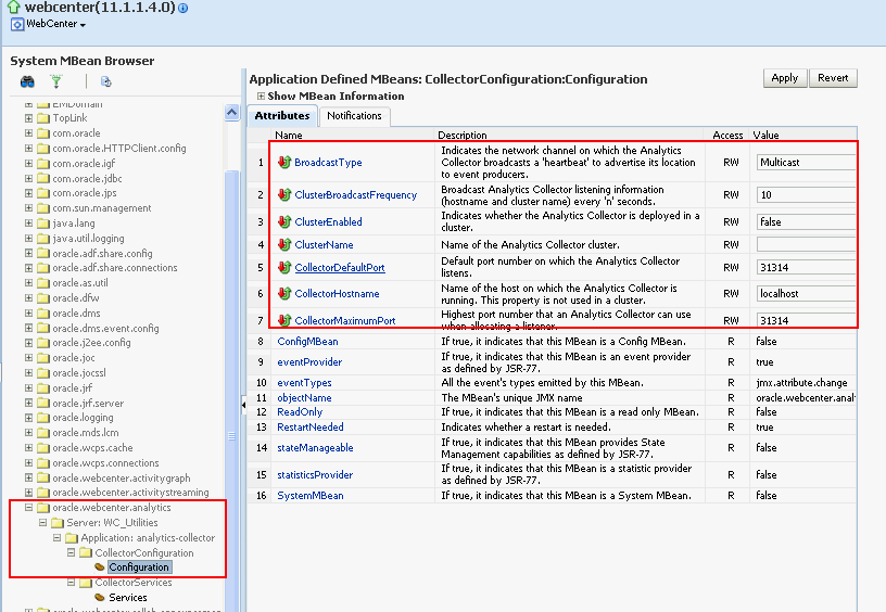 Analytics Collector - MBeans Browser