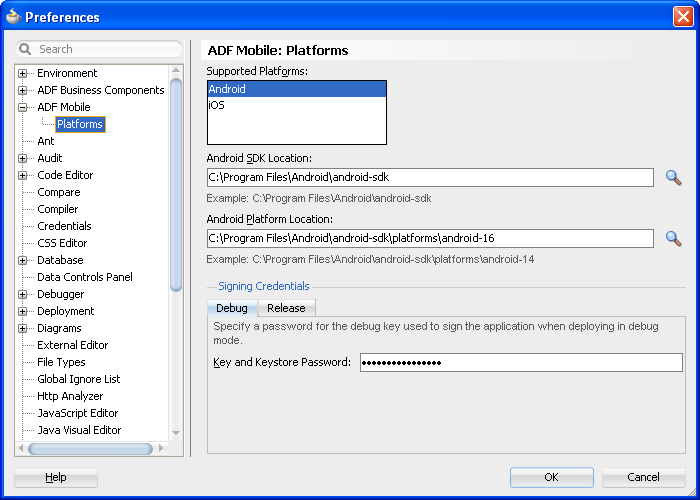 Select, or accept the default password (Android).