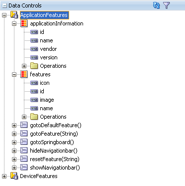 The ApplicationFeatures data control.