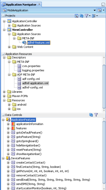 The Application Navigator.