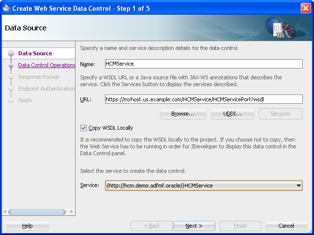 Enter the WSDL URL.