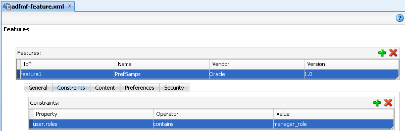 Define the constraints for a feature.