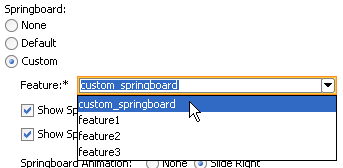 Select the application feature.