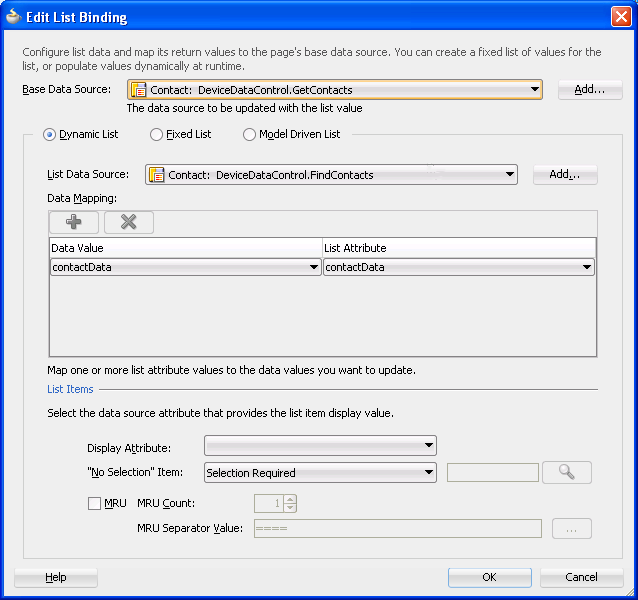 Edit List Binidng Dialog