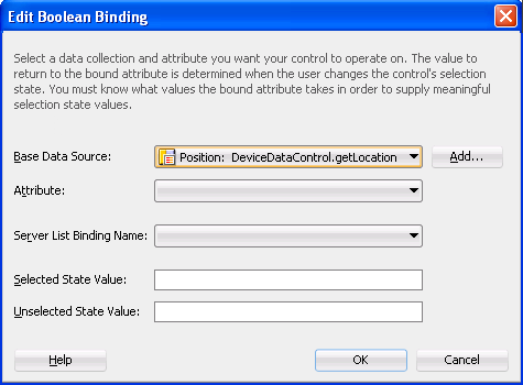 Edit list binding dialog