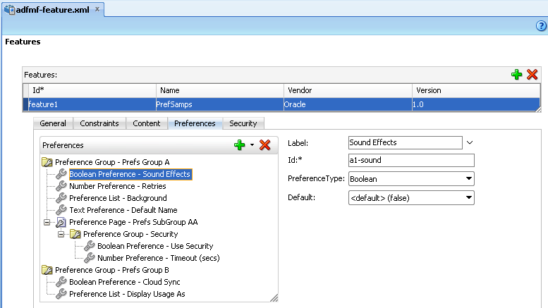 The Preferences tab.