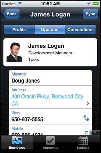 Application Features Displayed on Navigation Bar