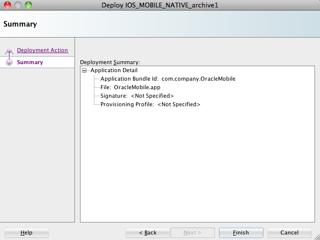 Deployment actions for iOS applications.