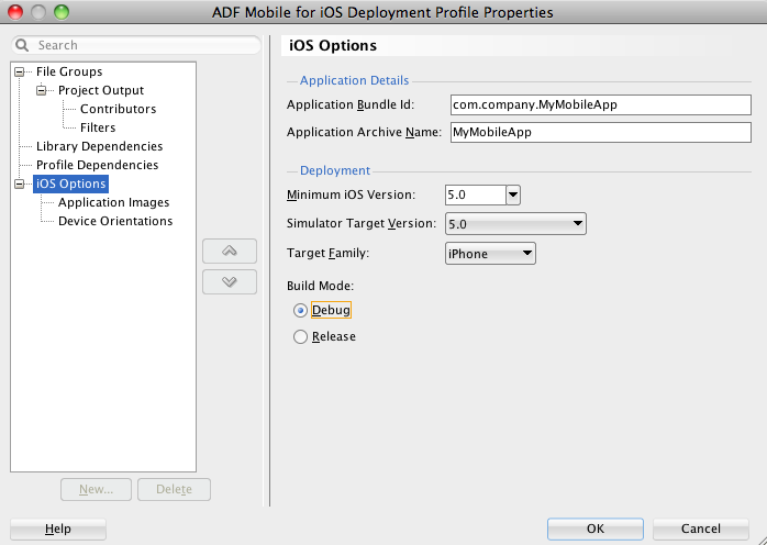 Entering iOS options.