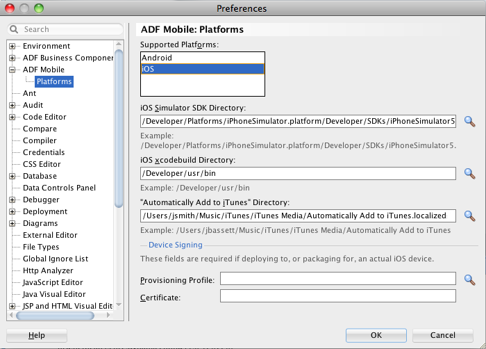 Enter the Media folder and XCode locations.