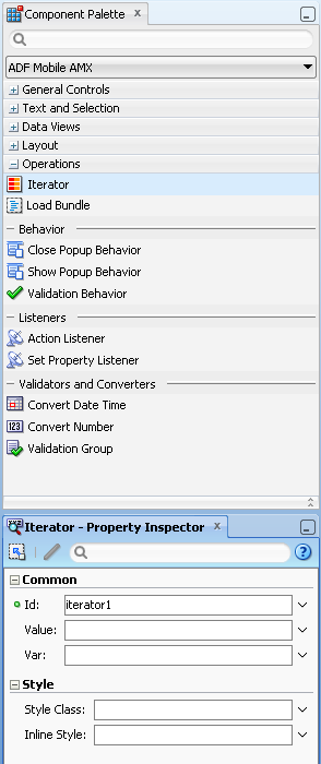 Iterator in Component Palette
