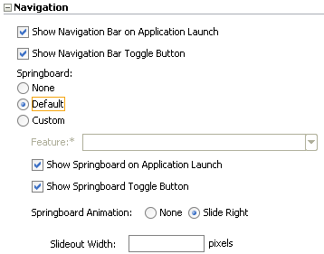The navigation options.