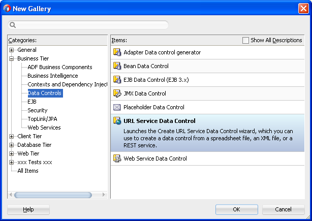 Creating a New REST Web Service Data Control
