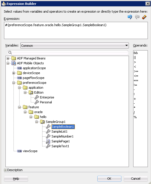 Preference elements under the preferenceScope node
