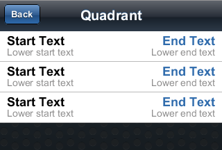 Quadrant list view without chevron