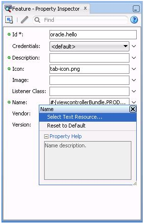 Selecting a Text Resource.