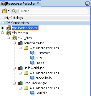 Deployed Featurer Archive JARs in Resource Palette.